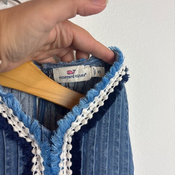 Vineyard Vines XS Girls Blue Tencel Sleeveless Dress - Picture 6 of 7